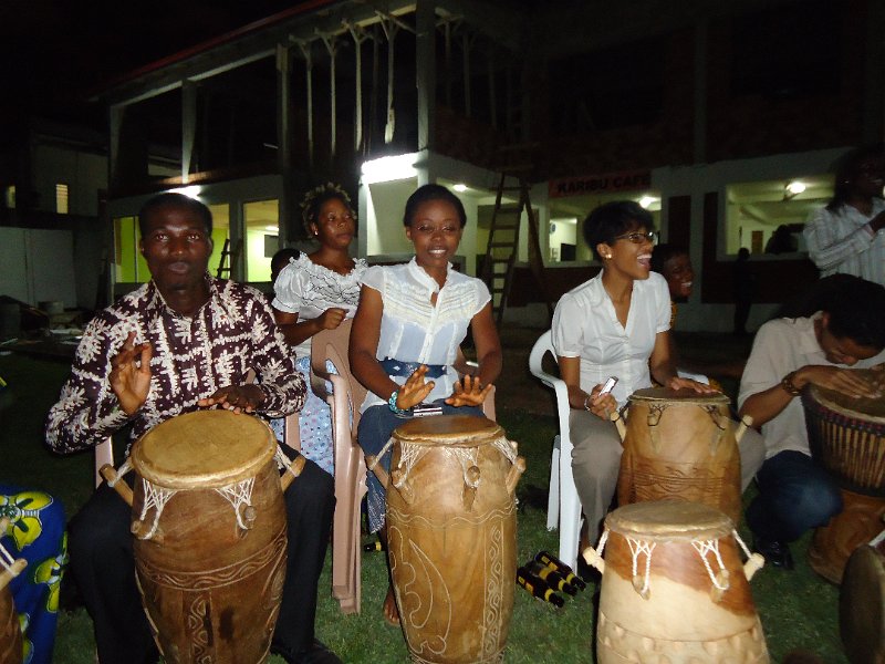 Joy & some participants drumming with drummers.JPG - Some participants 9(Joy&others) drumming with drummers